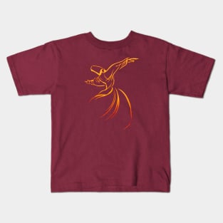 Dervish Line Drawing Calligraphy Style Yellow And Red Kids T-Shirt